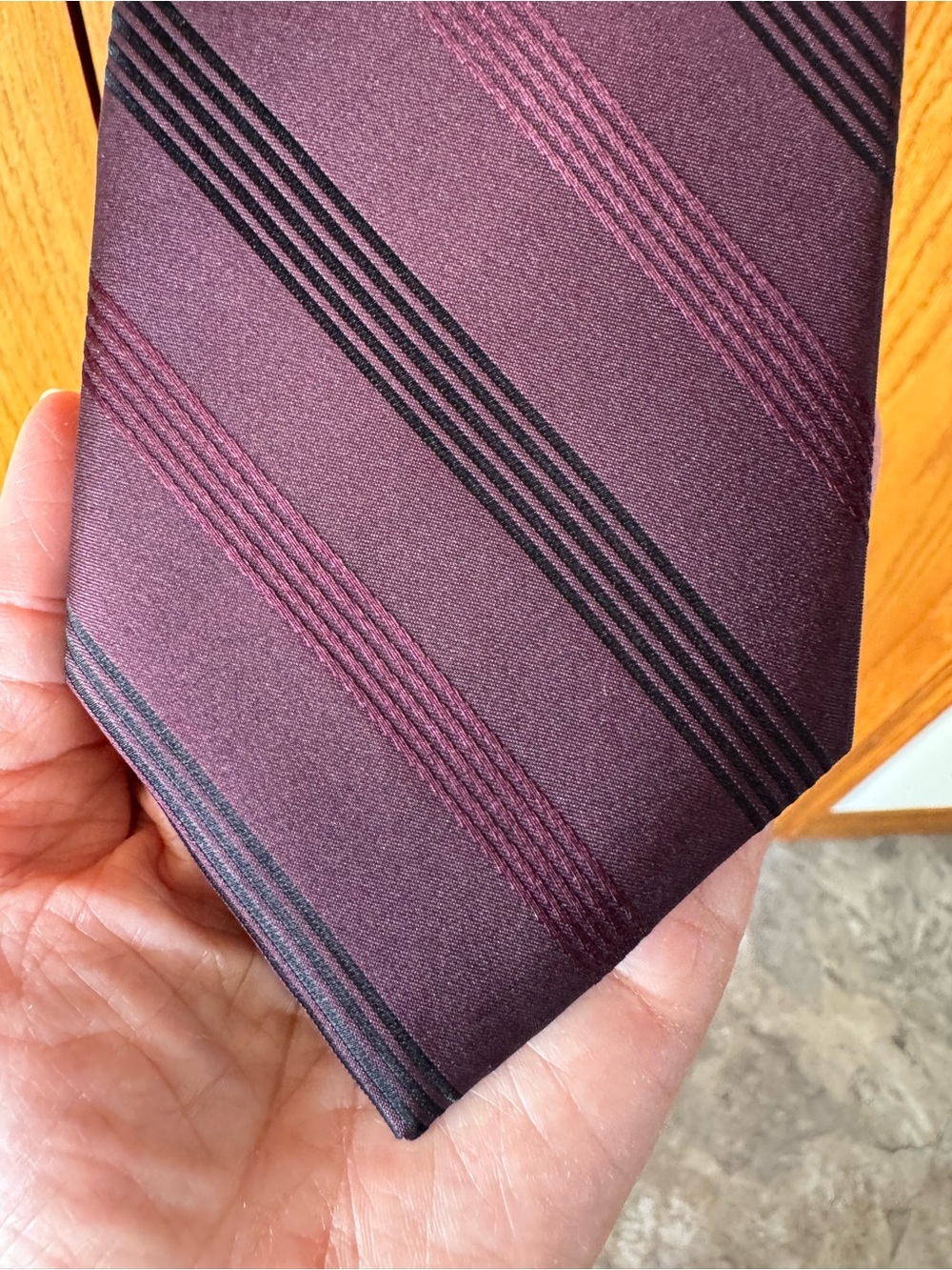 Men's Burgundy Striped Tie - silk